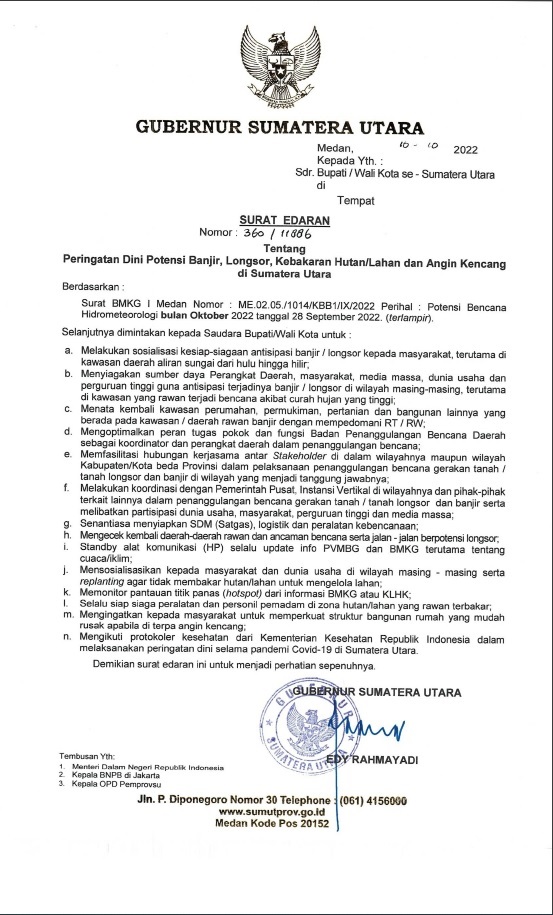 Surat Edaran Peringatan Dini